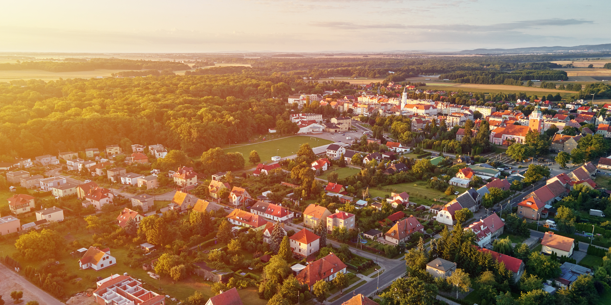 Aerial view of a town